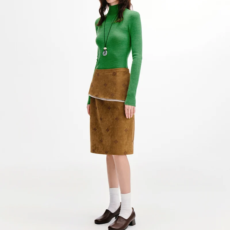 Seamless Mock Neck Knit Long Sleeve Top
