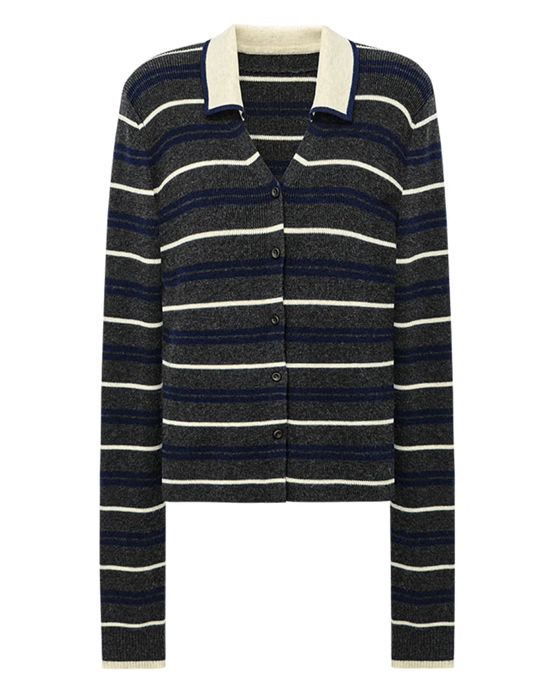 V Neck Striped Knit Cardigan for Everyday Outfits
