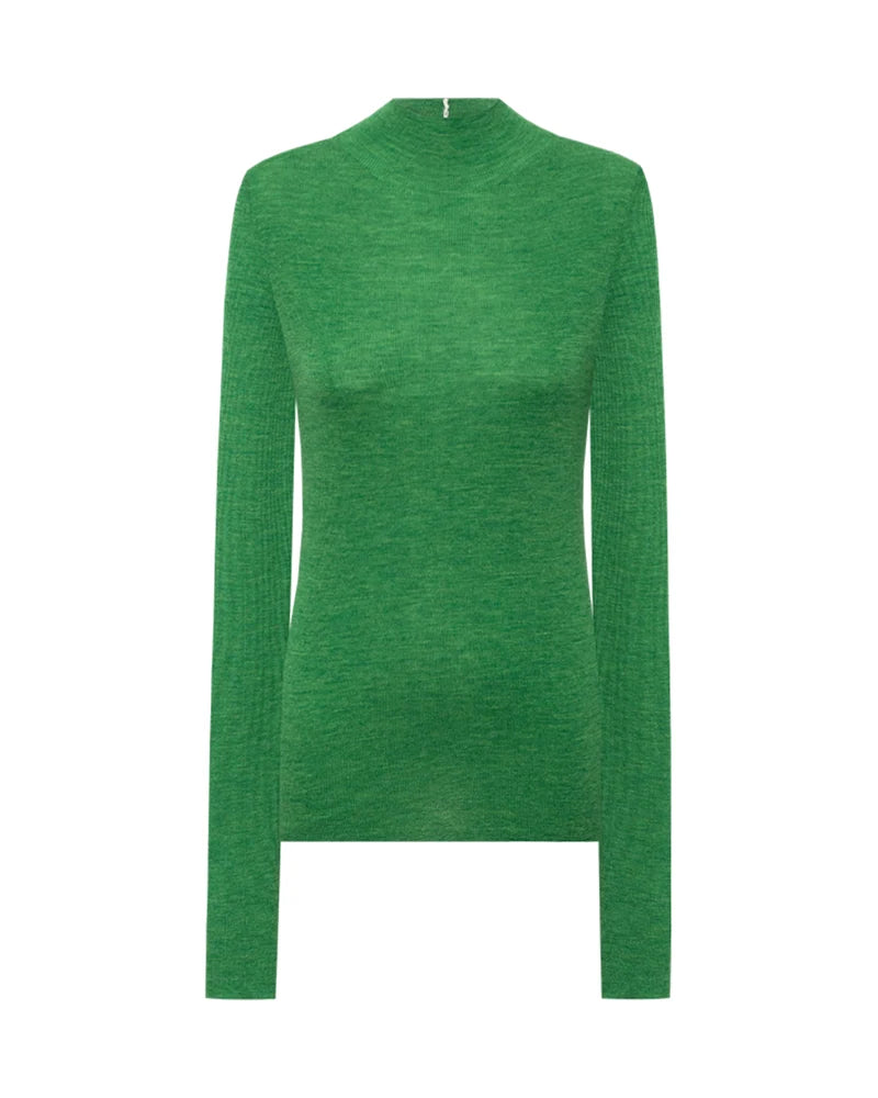 Seamless Mock Neck Knit Long Sleeve Top