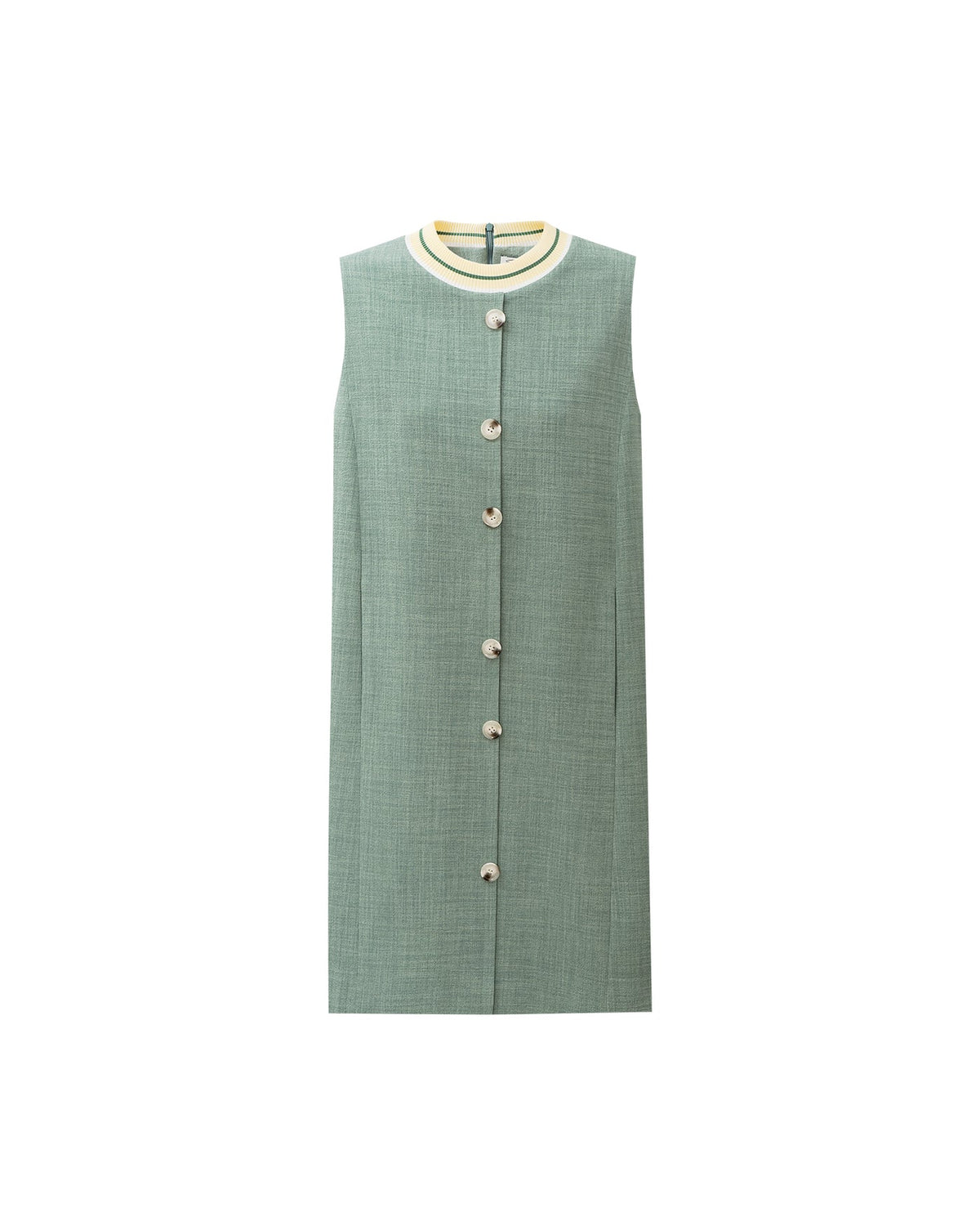 Contrast Knit Collar Sleeveless Straight Dress