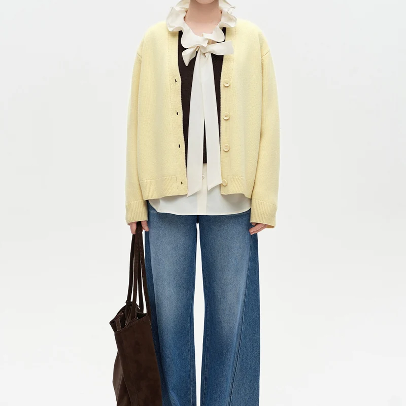 Ruffled Collar Bow Detail Long Sleeve Shirt